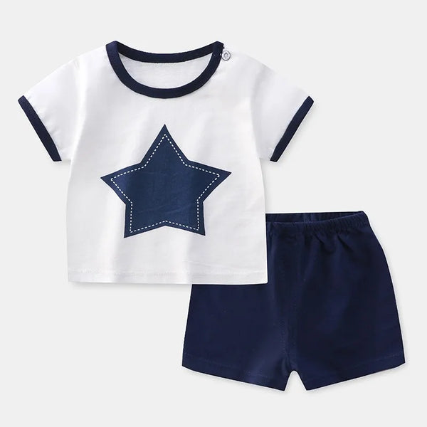 1 2 3 4 Years Old Kids Fashion Sets Short Sleeve Tracksuits Boys Thin Loose Tees Suits Trendy Wear Summer New Cute Tops +Shorts