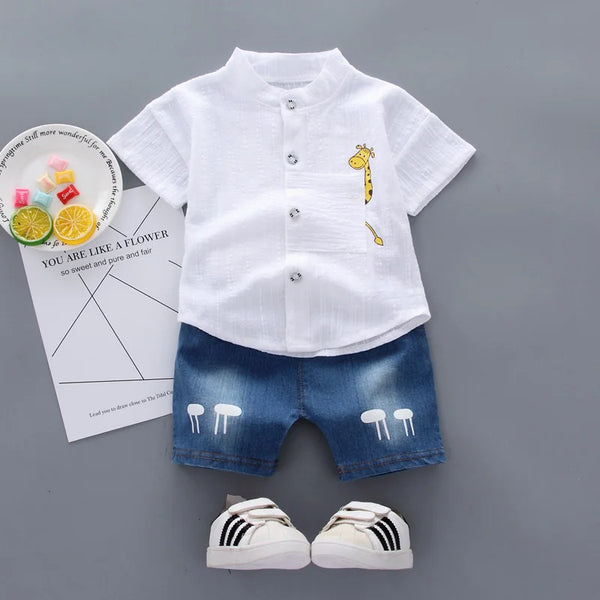 New Summer Baby Clothes Suit Children Boys Casual Shirt Shorts 2Pcs/Sets Kids Outfits Toddler Cotton Costume Infant Tracksuits