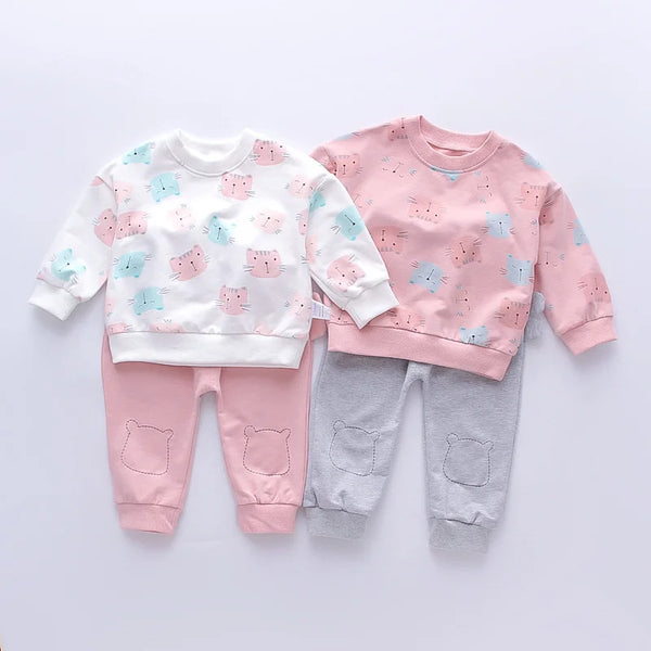 New Autumn Baby Girl Clothes Suit Children Cartoon T-Shirt Pants 2Pcs/Set Toddler Casual Costume Infant Clothing Kids Tracksuits