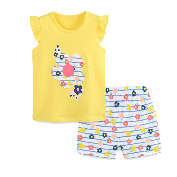 Jumping Meters Cotton Girls 2 Pcs Sets New Arrival Outfits For Summer Girls Clothing Sets Summer Cute Baby Fashion Suits