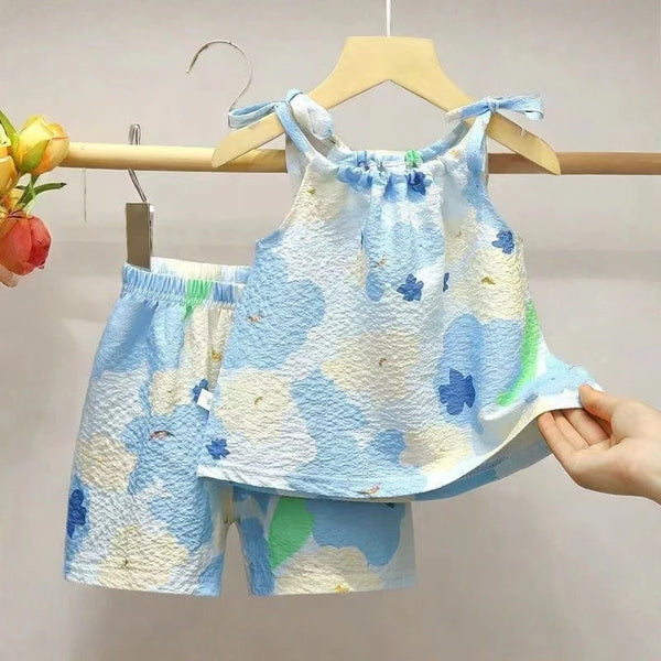 Girl Dress Summer Kids Clothes Girls Children Flower Dresses Sleeveless Princess Party Outfit Children's Clothing Dress Set